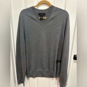 The Men’s Store Bloomingdale's 100% Merino Wool Grey V-Neck Sweater XL